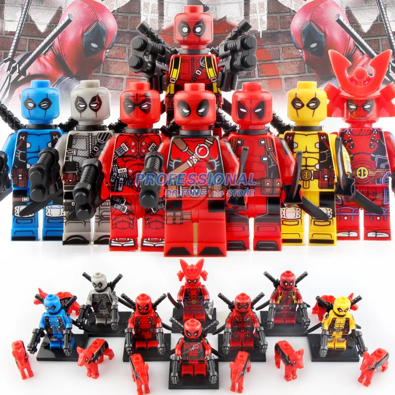 

50PCS KT1030 Super hero action figures Deadpool with dog Iron Man War Machine Deadpool building blocks bricks toys for Kids