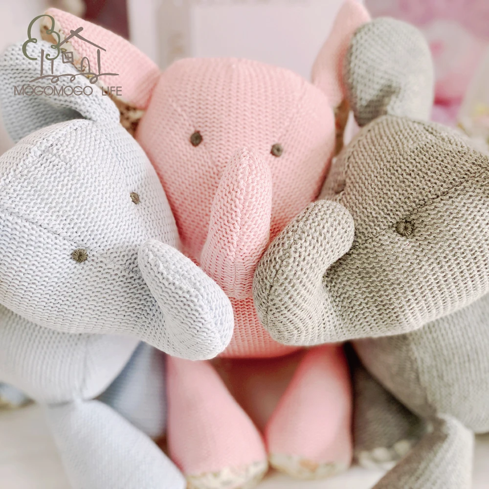 Luxury Handmade Cute Stuffed Animal Baby Doll Elephant Sleeping Appease Cloth Soft Toy for Infant Safe Bite Knit Cotton понч с вишневой начинкой bite