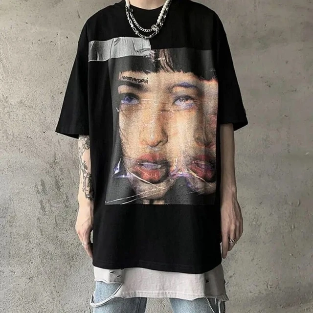 Oversized top male Female T-shirt Hip Hop Short Sleeve Streetwear