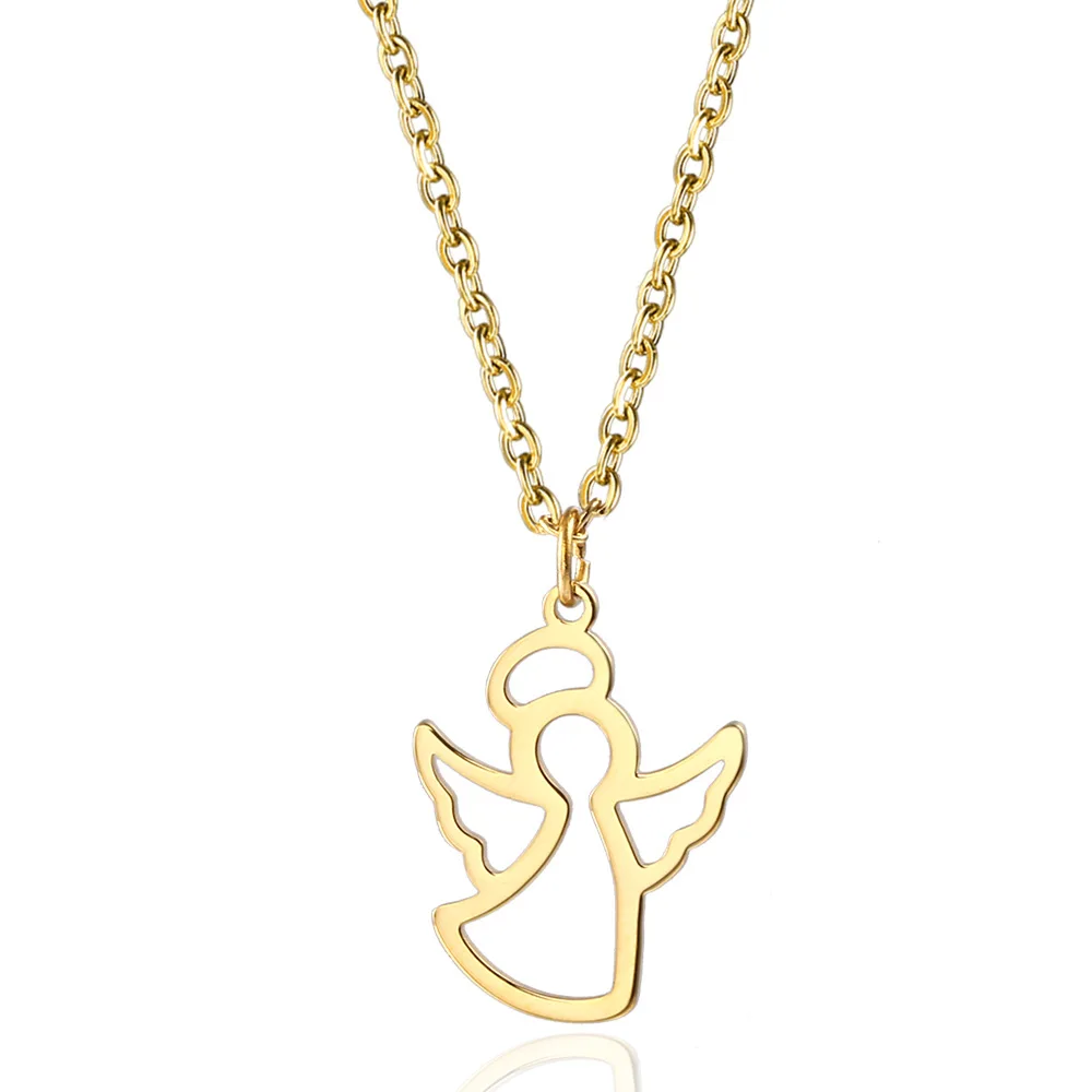 

Angle Clavicle Necklace Titanium Steel Simple Women's Ornament Cute Guardian Angel Wing Pendant Hollow out Necklace