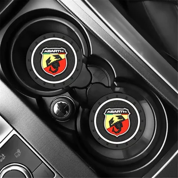 

2pcs Car Auto Water Cup Slot Non-Slip Mat Accessories For Fiat Punto Abarth 500 Stilo Ducato Palio badge Car Styling