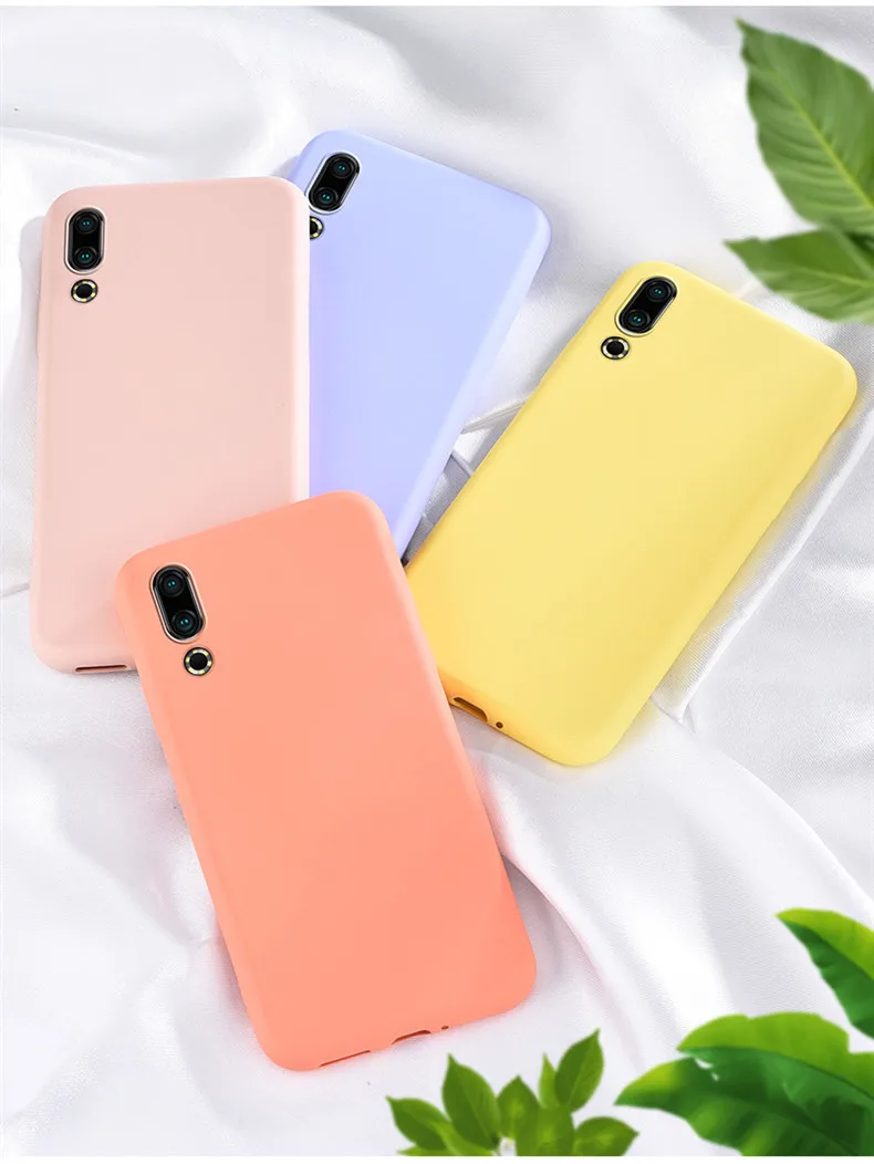 Silicone Solid Candy Color Case for Samsung Galaxy S7 S8 S9 S10 Plus Note 8 9 10 A10 A20 A30 A40 A50 A60 A70 A8 A90 M10 M20 M30