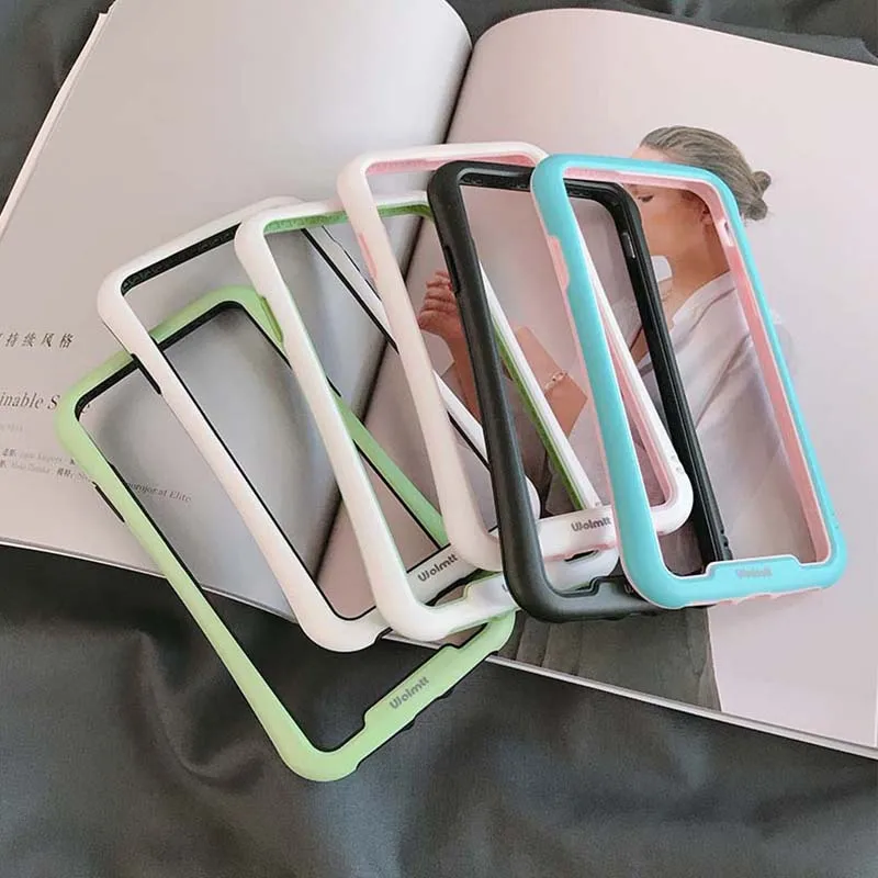 Маленький поясной бампер чехол для iPhone 11 Pro Max 7 8 Plus X S XS Max XR двухцветный Бампер Мягкий ТПУ+ PC чехол