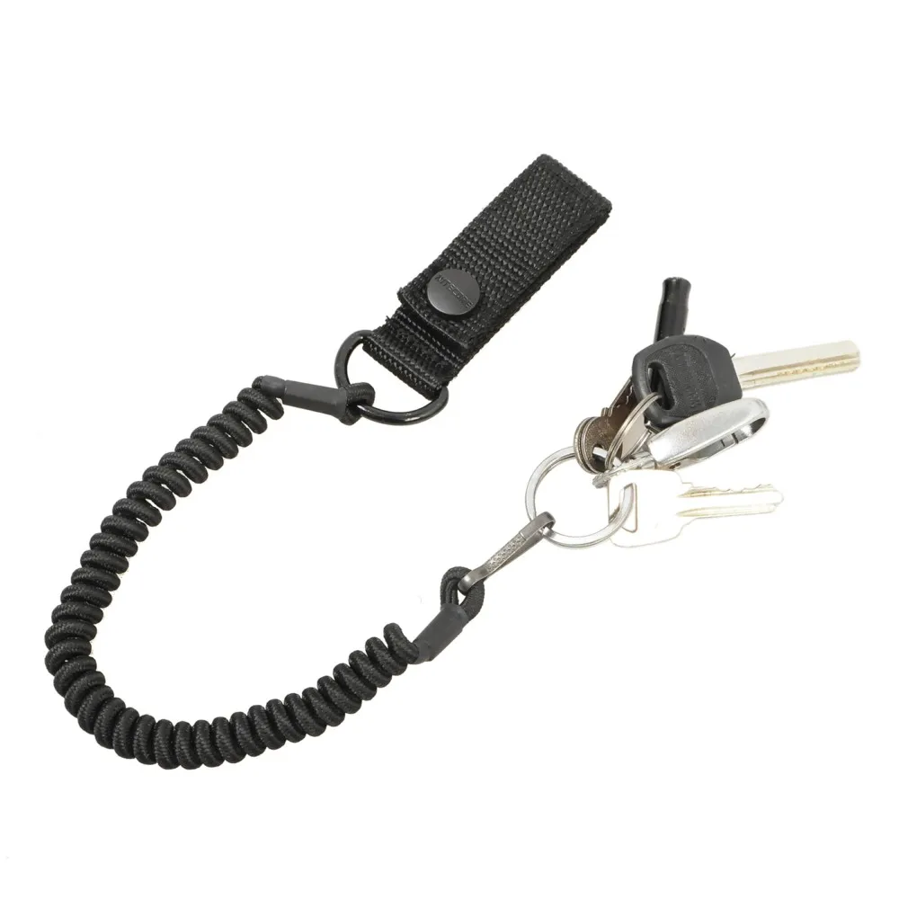Tactical EDC Telescopic Sling Lanyard Pistol Spring Sling with Belt Buckle Flashlight Safety Rope for 25.4mm Lamp Keychain Strap