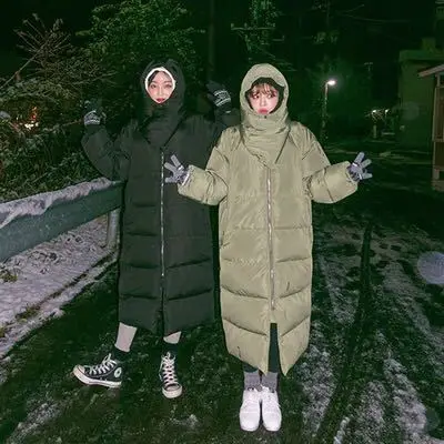 

South Korea Dongdaemun Dobby Elf Knock Sweet Pink Mid-length Cotton Coat Women's