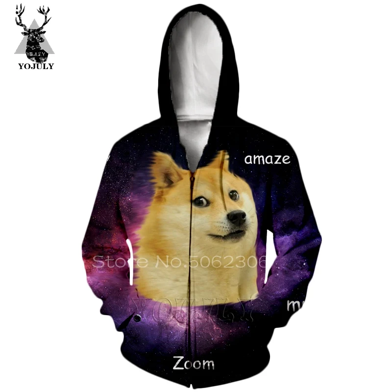 Толстовки с 3d принтом животных Doge Kabosu, модные белые мужские толстовки Харадзюку на молнии, хип-хоп Уличная одежда с круглым вырезом, топы L18 - Цвет: 2