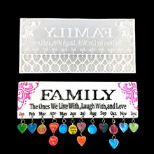 

DIY Crystal Epoxy Doorplate Silicone Calendar Week Birthday Record Rectangle Love Tassel Sign Silicone Mold Home Decoration Mold