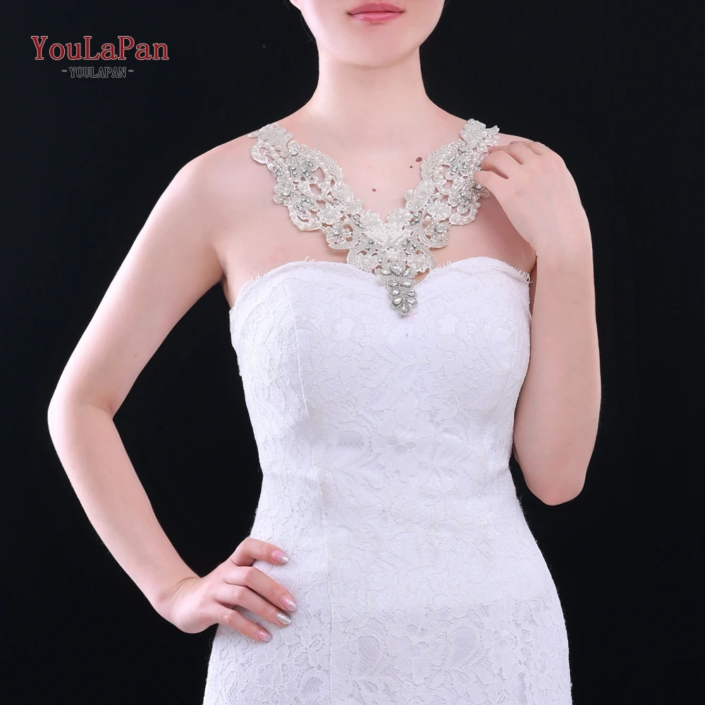 

YouLaPan G02 Luxury Crystal Beaded Cape Handmade Bridal Shoulder Necklace Women Pageant Prom Shoulder Jewelry Bridal Shawl