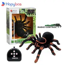 Controle remoto de tarântula, animal de estimação eletrônico, simulação, olhos, brilhantes, preto, aranha 4ch, halloween, rc, brinquedo assustador, presente