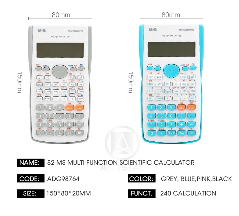 M& G 82MS цветной калькулятор, научный калькулятор, электронный калькулятор, розовый, белый, для офиса, школы, студентов, экзамена, Andstal