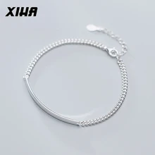 XIHA браслеты из стерлингового серебра 925 пробы браслет в стиле минимализма лучший друг серебро женские модные ювелирные изделия Прямая