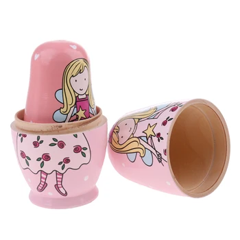 

5 Pieces Set Angle Girls Patterns Wooden Russian Nesting Dolls Stacking Matryoshka Toy Home Office Decoration