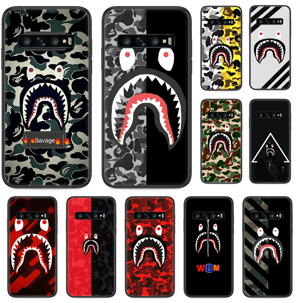 Модный Роскошный чехол для телефона Shark mouth bape Samsung Galaxy S 10 20 3 4 5 6 7 8 9 Plus E Lite Uitra