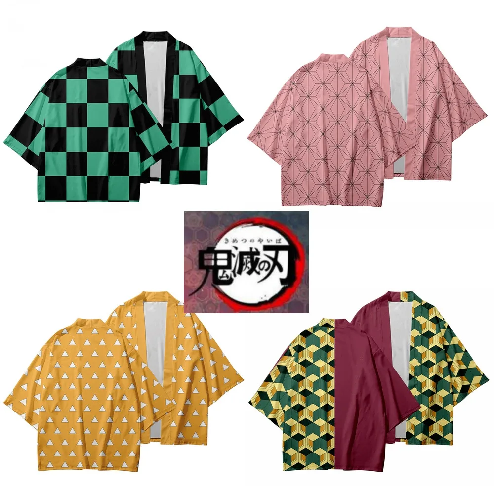 Аниме кимоно с 3D принтом Demon Slayer Kimetsu no Yaiba Haori Yukata для костюмированной вечеринки