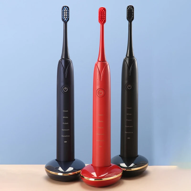 Electric Toothbrush 3 Replacement Brush Heads Battery Sonic Teeth Waterproof Deep Cleaning Included Soft-Bristle