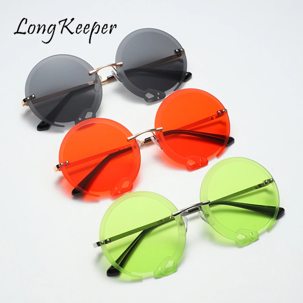 

LongKeeper Fashion Unique Sunglasses Snake Shaped Rimless Oversized Sunglasses Metal Frame Clear Candy Color Steampunk Eyewear