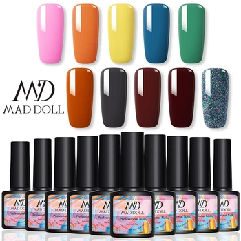 

10 Bottles 1 Set 8ml MAD DOLL Solid Color And scintillating UV Gel Bling Sequins Soak Off Nail UV Gel Polish Nail Gel Set