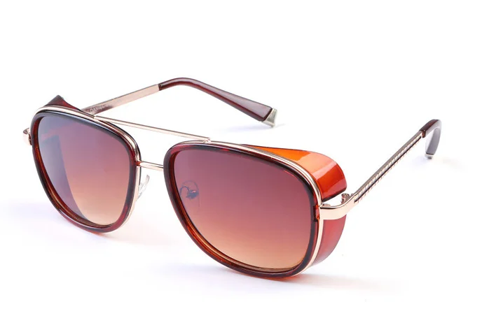 Железный человек 3 Тони Старк солнцезащитные очки для мужчин Rossi Покрытие Ретро винтажные дизайнерские солнцезащитные очки Oculos Masculino Gafas de - Название цвета: Tea frame tea slice