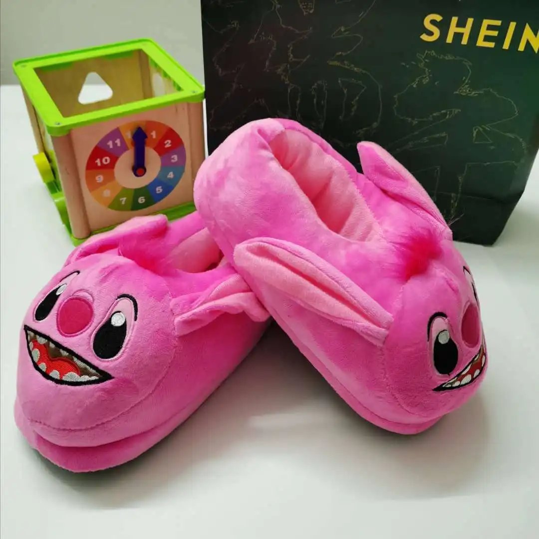 Kawaii из мультфильма Лило Стич пара домашних тапочек Розовый синий плюшевые