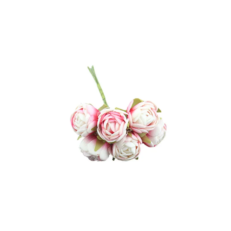 Розовый маленький букет 6 шт. бутон розы искусственный цветок из шелка роза DIY аксессуары ручной работы цветок Домашнее свадебное украшение для гостиницы flowe