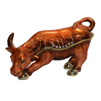 

COW ANIMAL BEJEWELED TRINKET JEWELRY BOX ANIMAL FIGURINE STATUE METAL VINTAGE HOME DECORATION JEWELRY ORGANIZER KEEPSAKE BOX
