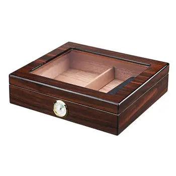 

Portable 24 Cigars Wooden Grain Cigar Humidor Storage Box Case Hygrometer Humidifier Storage Box