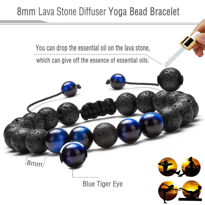 Lava Rock Плетеный веревочный браслет улучшает кровообращение боль рельефный браслет забота о здоровье