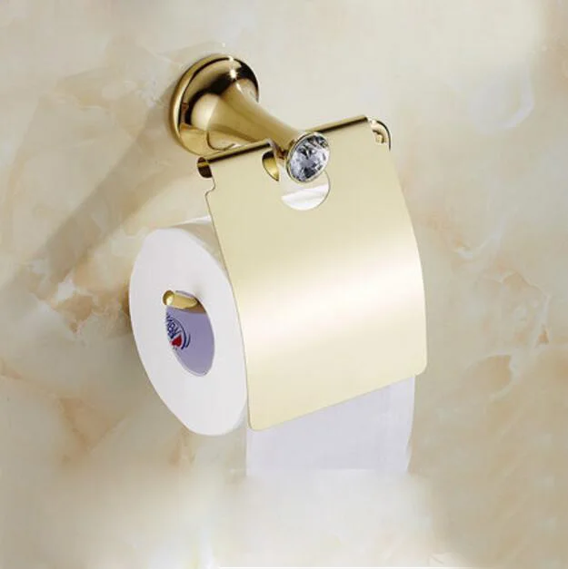 paper holder Аксессуары для ванной комнаты, вешалка для полотенец, держатель для бумаги, вешалка для полотенец, угловая полка, держатель для туалетной щетки, золотой Латунный набор аксессуаров для ванной комнаты - Цвет: paper holder
