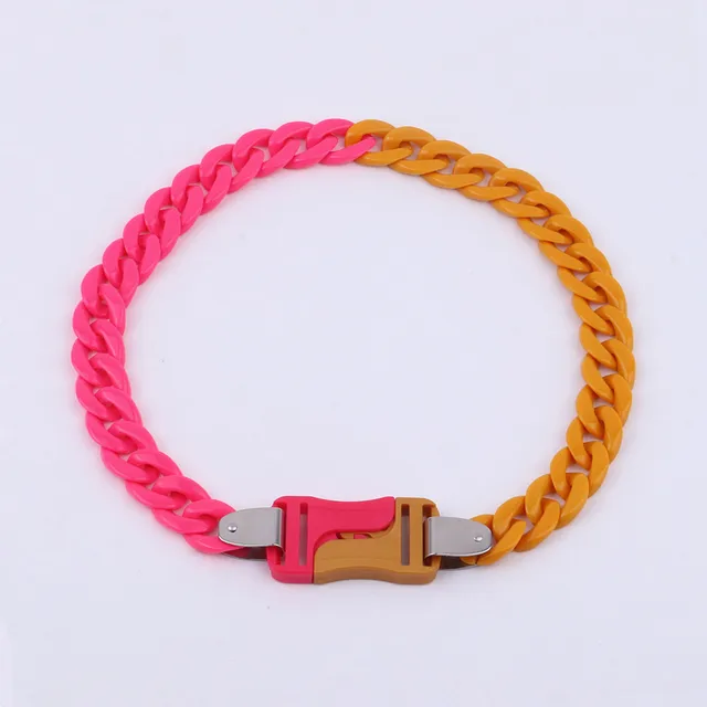 FishSheep Rock Punk Acrylic Chain Buckle Pendant Necklace For Men Women Statement Choker Collar Necklaces New Fashion Jewelry Pure Gold Color