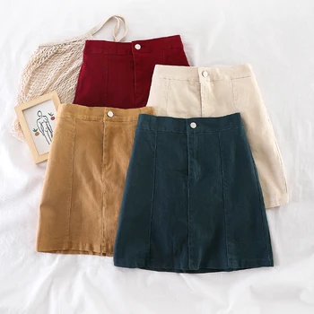 

Autumn Winter New Retro High Waist Slimming A- Line Bag Hip Skirt Temperament All-match Skirt Women's Fashion Skirt
