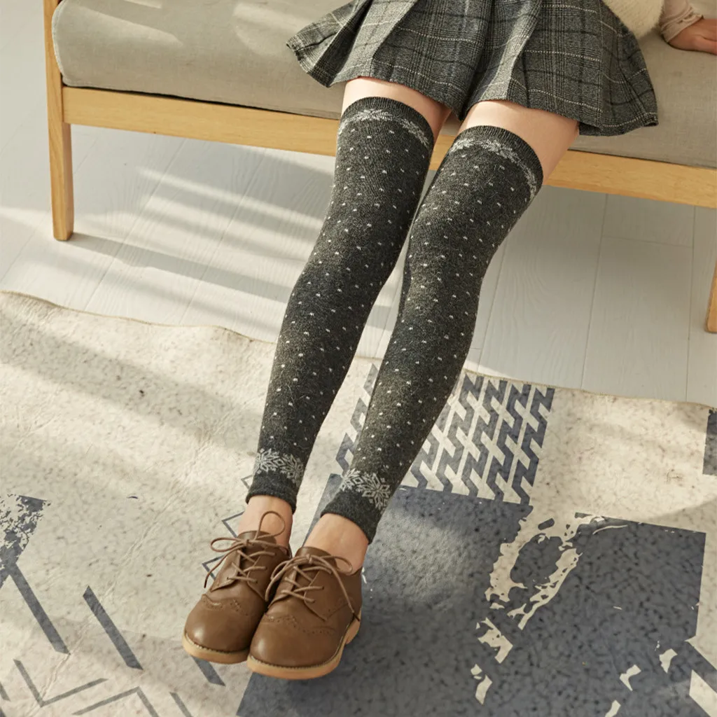 Feitong/эластичные гольфы в горошек для девушек и женщин, длинные однотонные гольфы, теплые гольфы