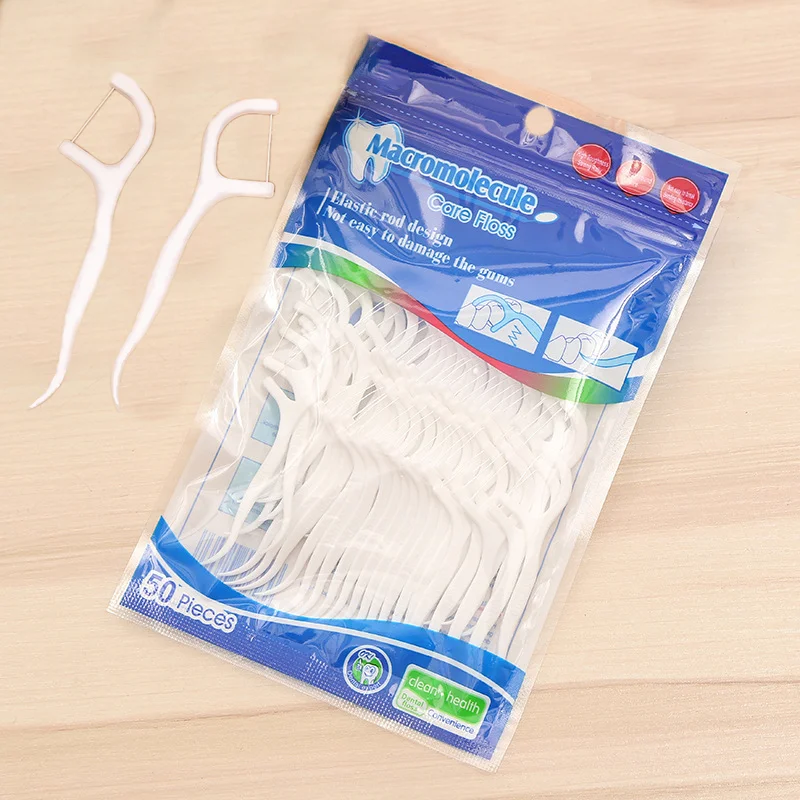 Dental Floss Stick Dental Floss Sticks Toothpick Brush 50Pcs/Bag Dental Flosser Oral Hygiene Sticks Water Floss Oral Teeth Pick with Portable Case