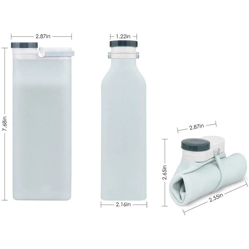 Складная Силиконовая бутылка для воды Портативная Складная спортивная столовая для путешествий и на открытом воздухе-защита от утечки, без бпа 20Oz