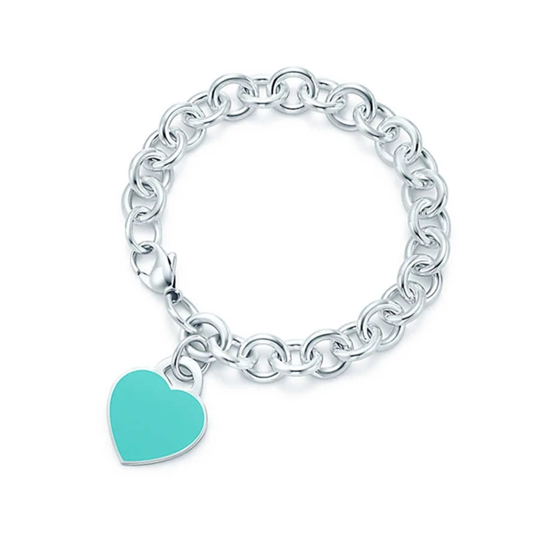 SHINETUNG,, Серебро S925 пробы, зеленый, красный, розовый, черный, в форме сердца, модный браслет для женщин, с логотипом, хорошее ювелирное изделие высокого класса