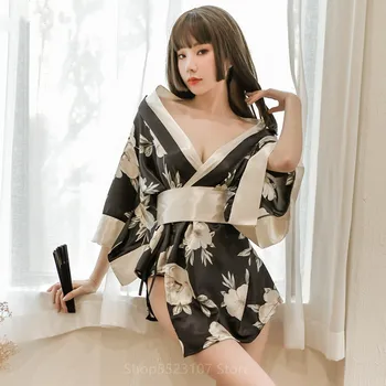 

Sexy Sakura Kimono Lovely Japanese Uniform Robe Floral Bathrobe Short Kimono Night Fashion Dress Gown for Women Yukata Sleepwear