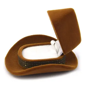 

Fashion Creative Cowboy Hat Shape Earrings Rings Box Jewellery Display Storage Case Jewelry Container