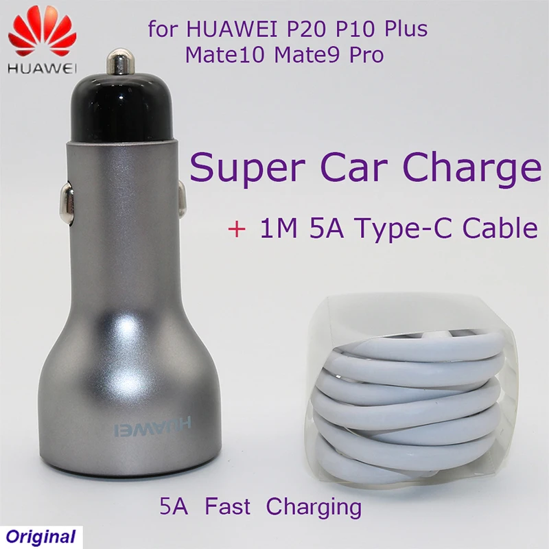 Автомобильное зарядное устройство huawei Supercharge Оригинальное быстрое зарядное устройство mate 9 10 20 X P10 Plus P30 20 Pro type C type-c кабель Honor 8 V9 V10 View 10