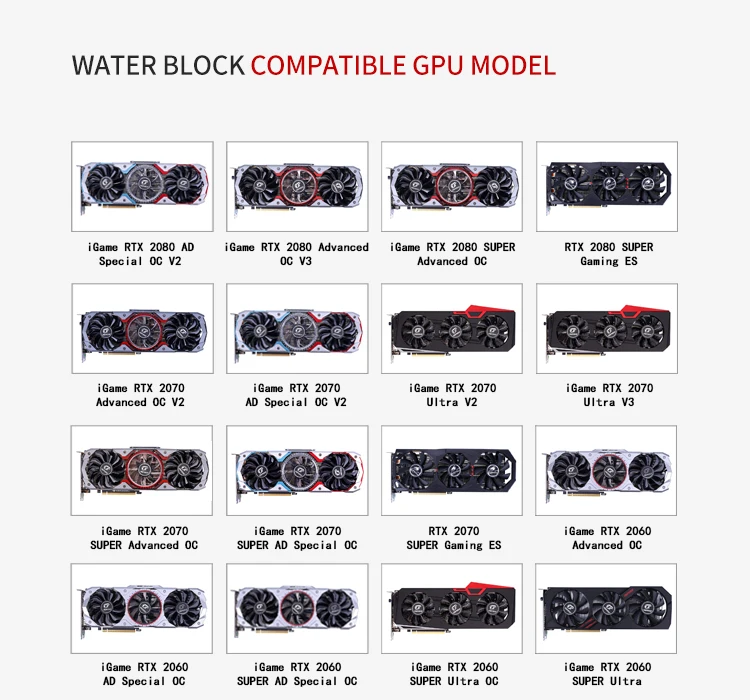 Курган водного блока использовать для красочных iGame RTX2070 Advanced OC/AD Special OC V2/iGame RTX2060 Advanced OC/5 V 3PIN Header A-RGB
