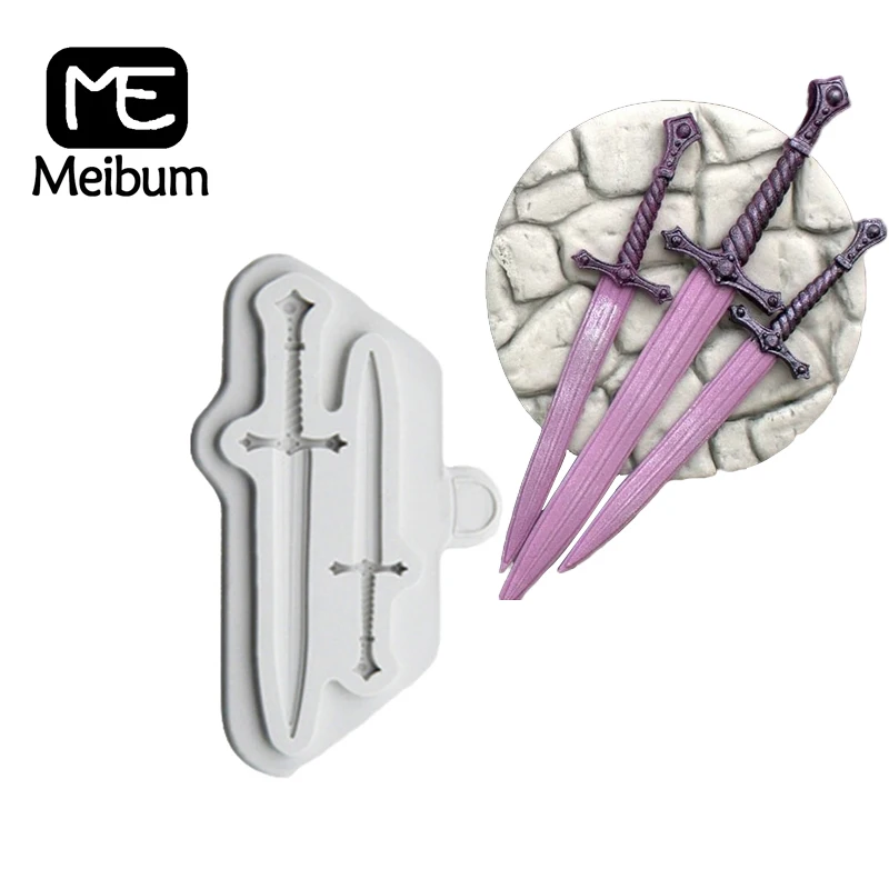 

Meibum Vintage Swords Pattern Chocolate Candy Sugar Craft Fondant Cake Mold Child Party Gum Paste Silicone Mould Decorating Tool