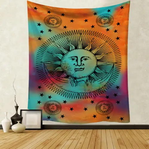 МАНДАЛА ГОБЕЛЕН Настенный Солнечный гобелен с Луной психоделический череп мотылька Ouija общежития Настенный Гобелен Мандала индийская ткань пляж Йога - Цвет: 19