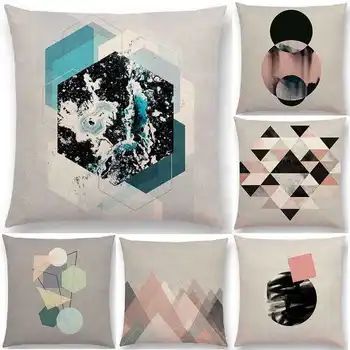 

Geometric patterns Pillow Case Throw Pillowcase Soft Cotton Linen Printed Pillow Covers For Office Home Textile
