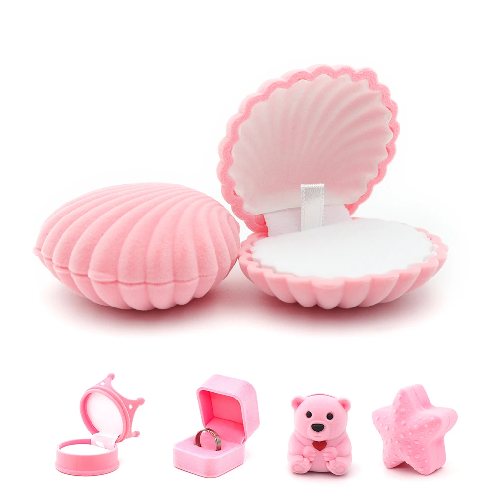 16 Style Lovely Cute Packaging Gift Jewelry Box Trinket Velvet Ring Earring Necklace Wedding Storage Display Holder Wholesale cute pink velet round bow wedding ring jewelry display storage box 5 color available for female pendent packaging gift showcase