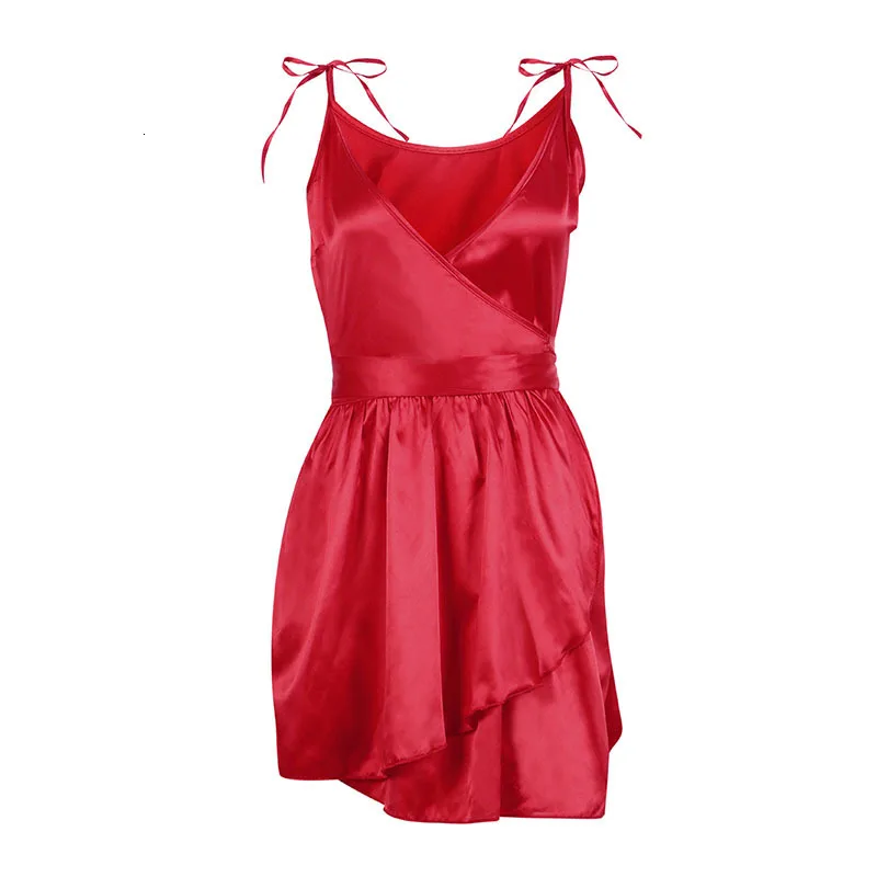 BacklakeGirls Sexy V Neck Sleeveless A Line Jersey Black Red Cocktail Dresses Spaghetti Strap