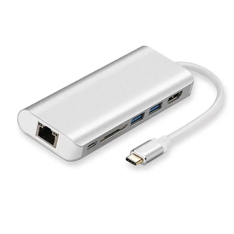 USB C концентратор тип-c к USB 3,0 HDMI 4 K/SD/TF кард-ридер/PD зарядка аудио/RJ45 адаптер для MacBook Pro Тип C Usb разветвитель