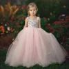 1-7 Year Kids Girls Princess Dress Evening Party Wedding Birthday Tulle Tutu Dresses Baby Girl Clothes Summer Long Maxi Dress 1