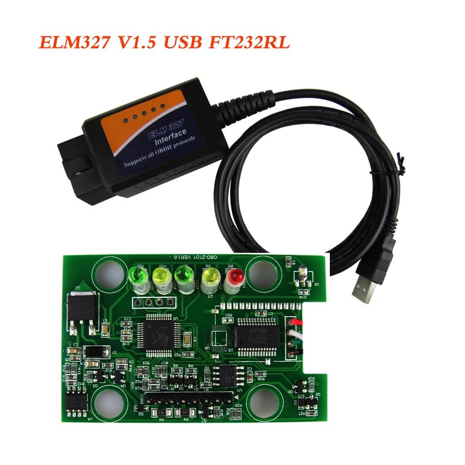 Автомобильный диагностический сканер ELM327 с интерфейсом USB OBD2 чип FT232RL V1.5 ELM 327 OBD 2