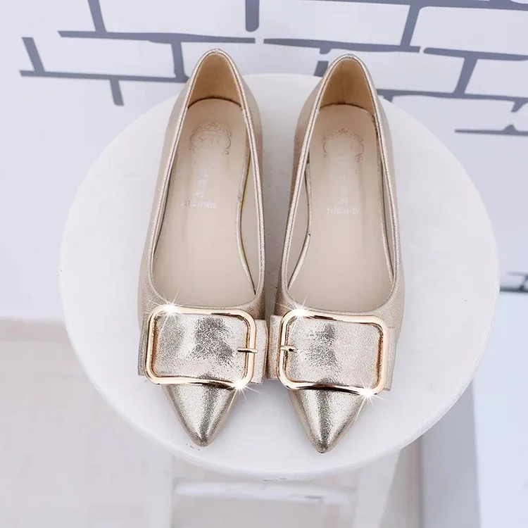 

Classics Flock Concise Women Slip-On Flats Pointed Toe Metal Decoration Loafer Shoes Solid Casual Spring Autumm Women Shoes