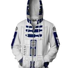 Cosplay Costume Hoodies Robot Darth Vader R2-D2 Zipper Stormtrooper Women Sweatshirts