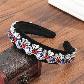 

Exquisite Exaggerated Fashion Color Rhinestone Headband Baroque Fashion Gorgeous Rhinestone Geometric Bride Hairband