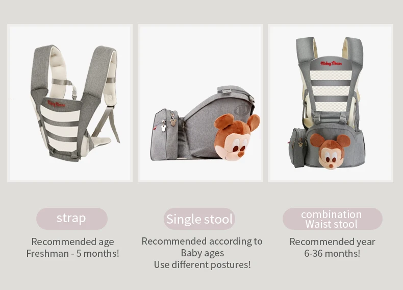 Disney эргономичный Слинг детский Хипсит слинг передний облицовочный кенгуру Слинги для младенцев для путешествий 0-36 месяцев